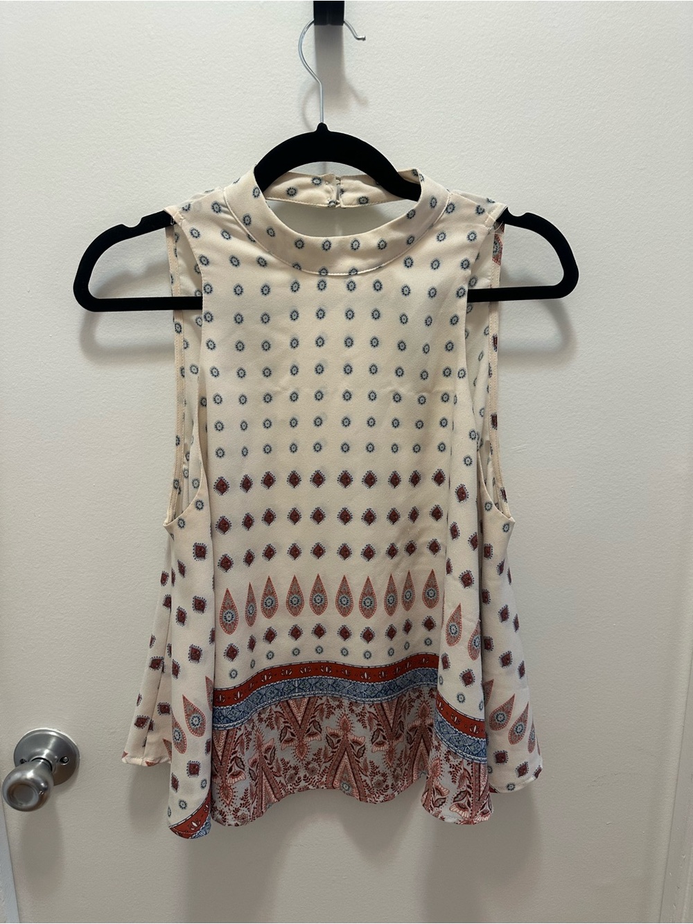 Show Me Your Mumu: Sleeveless Cream Paisley Print Mock-Neck Top